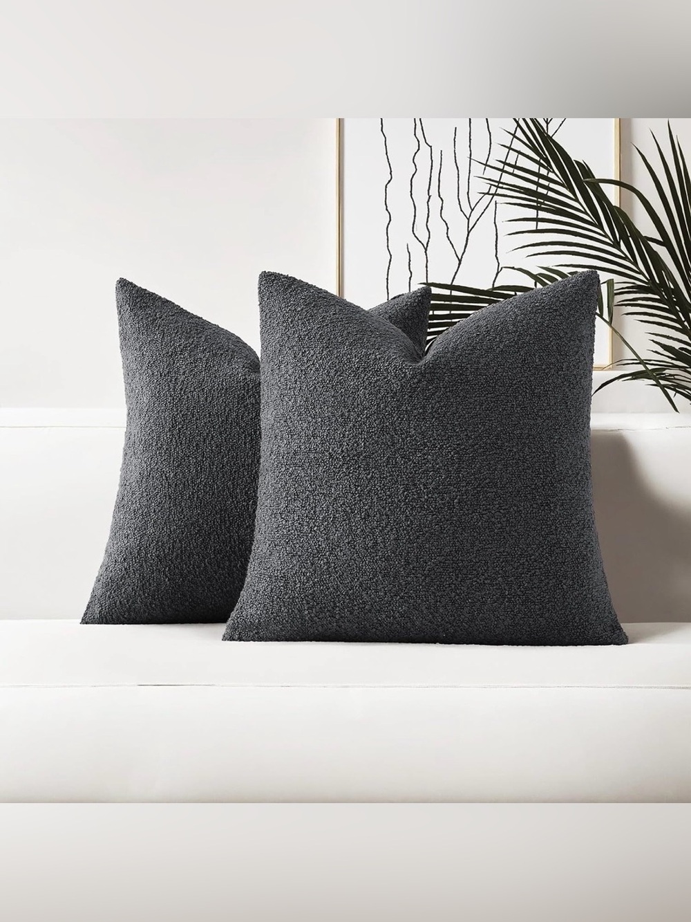 HAUSSY Pack of 2 Boucle Textured Throw Pillow Covers 18x18 Inch, Dark Grey
Decor